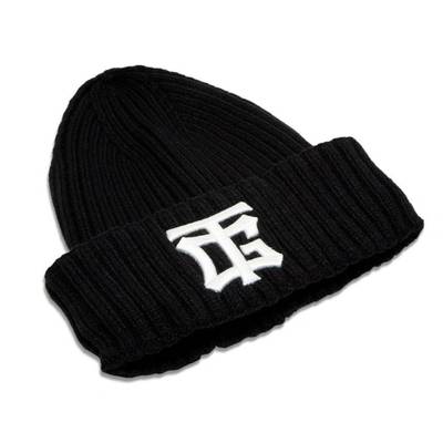 Team Galant Rib Knit mössa svart med vit 3D-broderad TG-logga