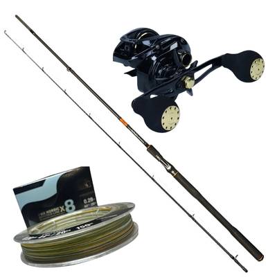 Daiwa TD Pike V2 8' 30–120g med Daiwa PT150HL Multirulle och Påspolad Flätlina
