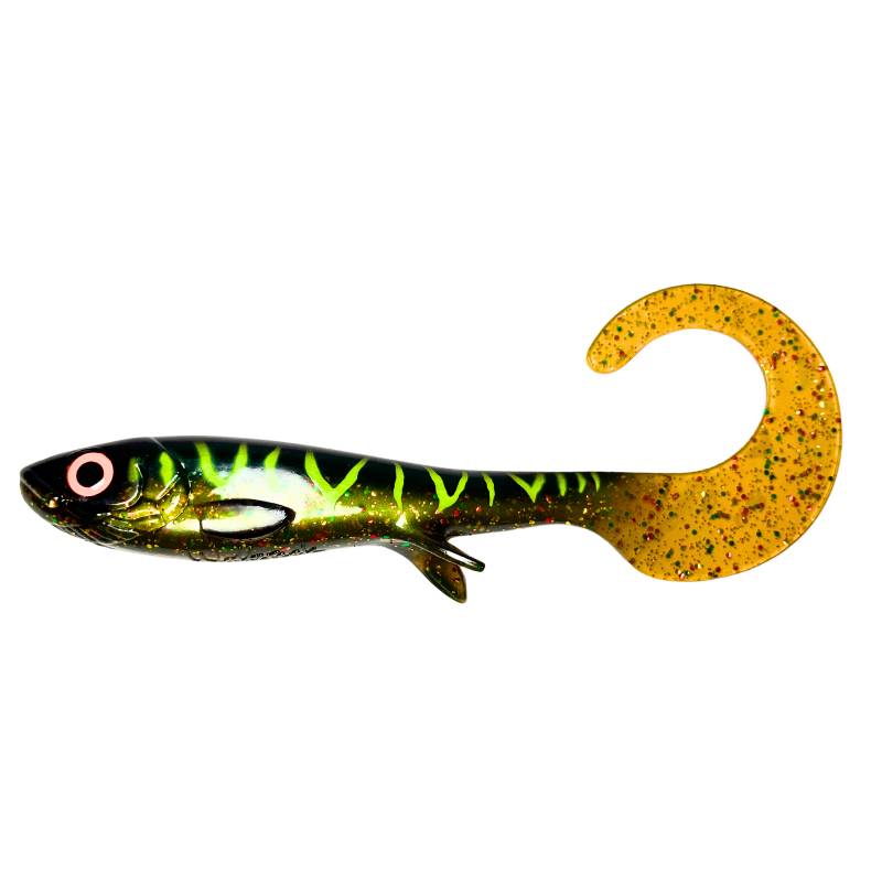 Wolfcreek Curly 22 cm 75 g Hulken gäddjigg med curlytail och starka gröna toner
