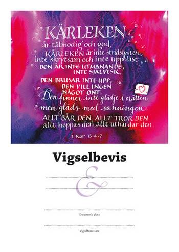 Vigselbevis - 1 Kor 13 - Argument, en produkt från Nya Musik som utvecklar och engagerar människor i alla åldrar.