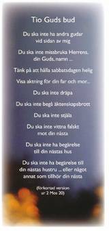 Kort/bokmärke - Tio Guds bud, en produkt från Nya Musik som utvecklar och engagerar människor i alla åldrar.