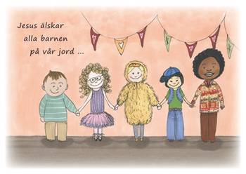 Vykort - Jesus älskar alla barnen på vår jord, en produkt från Nya Musik som utvecklar och engagerar människor i alla åldrar.