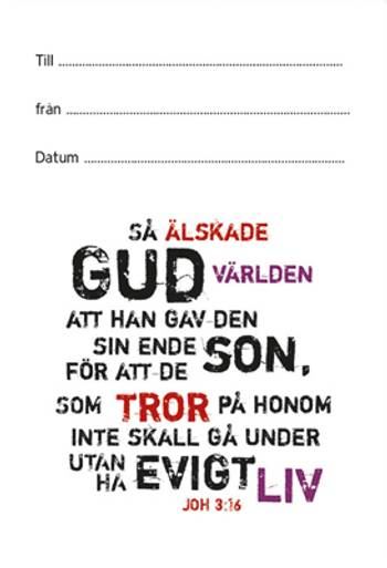 Klisterlapp - Joh 3:16, en produkt från Nya Musik som utvecklar och engagerar människor i alla åldrar.