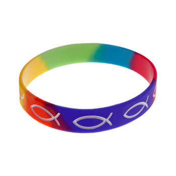 Armband - Silikon - fisk - regnbåge, en produkt från Nya Musik som utvecklar och engagerar människor i alla åldrar.