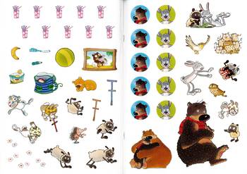 Konrads pysselbok med klistermärken, en produkt från Nya Musik som utvecklar och engagerar människor i alla åldrar.