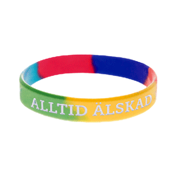Armband - Silikon - Alltid älskad - Regnbåge, en produkt från Nya Musik som utvecklar och engagerar människor i alla åldrar.