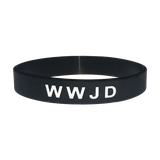 Armband - Silikon - WWJD - Svart, en produkt från Nya Musik som utvecklar och engagerar människor i alla åldrar.