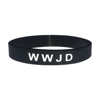 Armband - Silikon - WWJD - Svart, en produkt från Nya Musik som utvecklar och engagerar människor i alla åldrar.