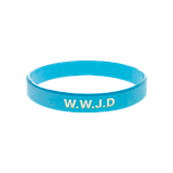 Armband - Silikon - WWJD - Ljusblå, en produkt från Nya Musik som utvecklar och engagerar människor i alla åldrar.