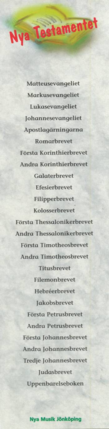 Bokmärke - Nya Testamentet, en produkt från Nya Musik som utvecklar och engagerar människor i alla åldrar.
