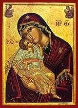 Ikon - Maria och Jesusbarnet - Glykofilousa - 20x26 cm, en produkt från Nya Musik som utvecklar och engagerar människor i alla åldrar.