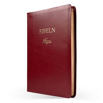 Svenska Folkbibeln 2015, slimline, rött Cabraskinn, en produkt från Nya Musik som utvecklar och engagerar människor i alla åldrar.
