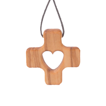 Halsband - Hjärta - Tillverkad i olivträ, en produkt från Nya Musik som utvecklar och engagerar människor i alla åldrar.