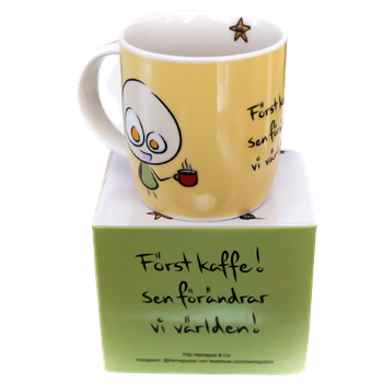 Herregud & Co Mugg Förändra världen, en produkt från Nya Musik som utvecklar och engagerar människor i alla åldrar.