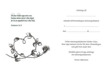 Inbjudan till minnesgudstjänst -  Blomma, en produkt från Nya Musik som utvecklar och engagerar människor i alla åldrar.