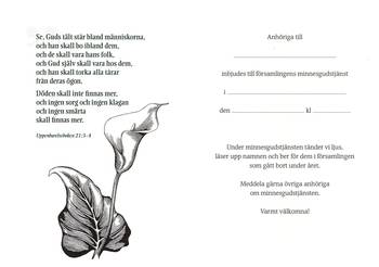 Inbjudan till minnesgudstjänst -  Ros, en produkt från Nya Musik som utvecklar och engagerar människor i alla åldrar.