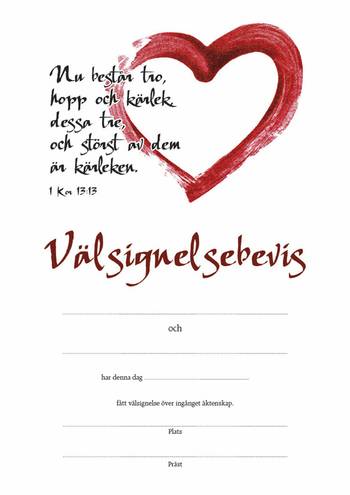 Välsignelsebevis, en produkt från Nya Musik som utvecklar och engagerar människor i alla åldrar.