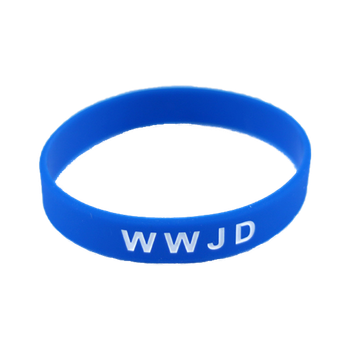 Armband - Silikon - WWJD - Mörkblå, en produkt från Nya Musik som utvecklar och engagerar människor i alla åldrar.