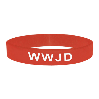 Armband - Silikon - WWJD - Röd, en produkt från Nya Musik som utvecklar och engagerar människor i alla åldrar.