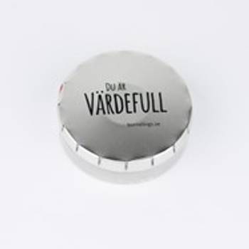 Mintpastiller - Plåtask - Du är värdefull - Silver, en produkt från Nya Musik som utvecklar och engagerar människor i alla åldrar.