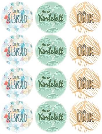 Klistermärke - Älskad Värdefull Unik - BP570 - 35 mm, en produkt från Nya Musik som utvecklar och engagerar människor i alla åldrar.