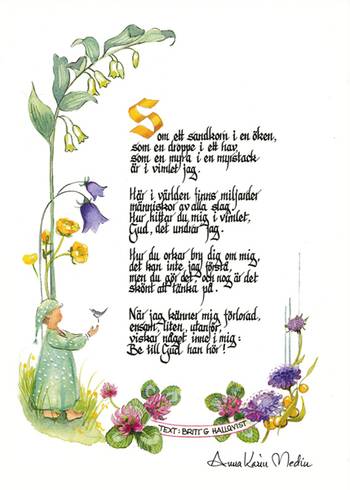 Kort - Som ett sandkorn - Anna Karin Medin, en produkt från Nya Musik som utvecklar och engagerar människor i alla åldrar.