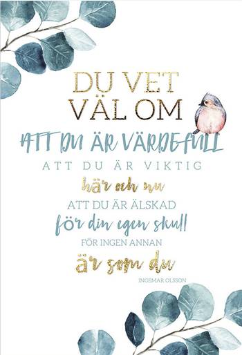 Kort - Du vet väl om att du är värdefull - Dubbelt, en produkt från Nya Musik som utvecklar och engagerar människor i alla åldrar.