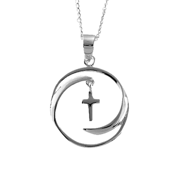 Halssmycke - Kors i cirkel - Silverplätering - 20 mm, en produkt från Nya Musik som utvecklar och engagerar människor i alla åldrar.