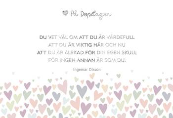 Dubbelt kort – På Dopdagen - Du vet väl om att du är värdefull, en produkt från Nya Musik som utvecklar och engagerar människor i alla åldrar.