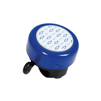 Ringklocka till cykel - Rund blå med fiskar, en produkt från Nya Musik som utvecklar och engagerar människor i alla åldrar.