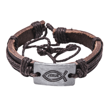 Armband - Läder - Fisk/Jesus, en produkt från Nya Musik som utvecklar och engagerar människor i alla åldrar.