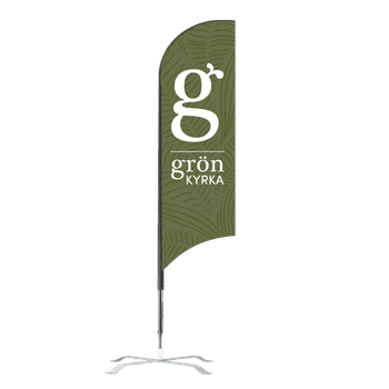 Beachflagga Grön kyrka - Equmeniakyrkan, en produkt från Nya Musik som utvecklar och engagerar människor i alla åldrar.