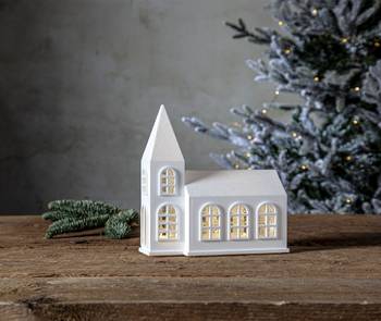 Kyrka med led-ljus, en produkt från Nya Musik som utvecklar och engagerar människor i alla åldrar.