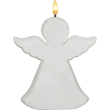 Ängel i plast med led-ljus, en produkt från Nya Musik som utvecklar och engagerar människor i alla åldrar.