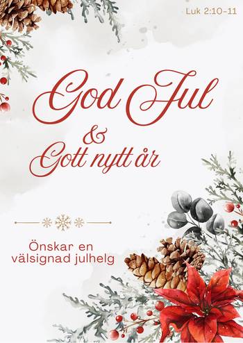 Julkort - God jul & Gott nytt år - Luk 2:10-11, en produkt från Nya Musik som utvecklar och engagerar människor i alla åldrar.