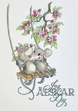 Vykort - Jag älskar dig - Möss på gunga, en produkt från Nya Musik som utvecklar och engagerar människor i alla åldrar.