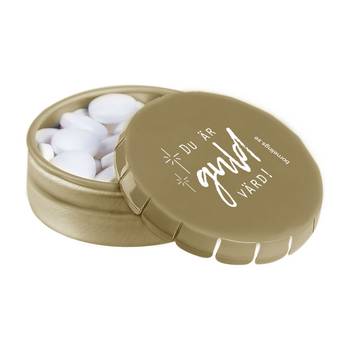 Mintpastiller - Plåtask - Du är guld värd - Guld, en produkt från Nya Musik som utvecklar och engagerar människor i alla åldrar.