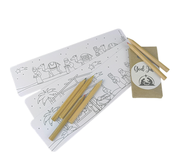 Färgpennor och bokmärken - Julkrubba, en produkt från Nya Musik som utvecklar och engagerar människor i alla åldrar.