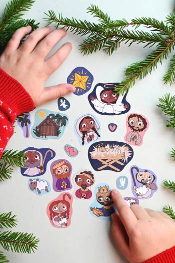 Klistermärkesark - Jesu födelse, en produkt från Nya Musik som utvecklar och engagerar människor i alla åldrar.