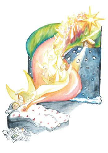 Julkort - Dubbelt med kuvert - Ett glädjebud, en produkt från Nya Musik som utvecklar och engagerar människor i alla åldrar.