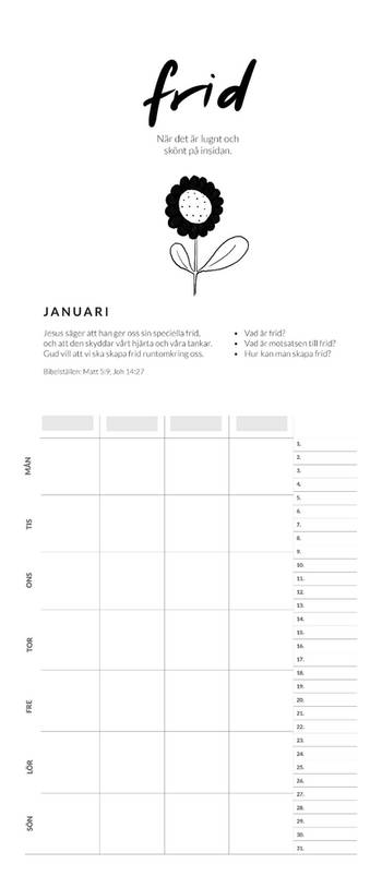 Familjekalender: Låt vårt hem vara fyllt av ..., en produkt från Nya Musik som utvecklar och engagerar människor i alla åldrar.