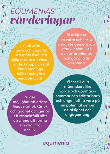 Equmenias värderingar - affisch A3, en produkt från Nya Musik som utvecklar och engagerar människor i alla åldrar.