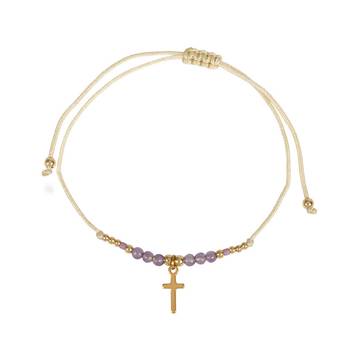 Armband - Pärlor och kors - Lila, en produkt från Nya Musik som utvecklar och engagerar människor i alla åldrar.