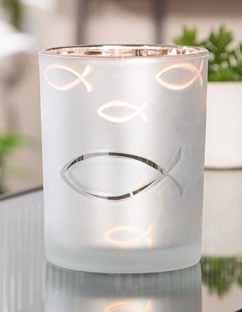 Ljuslykta med fisk-symbol (Ichthys), en produkt från Nya Musik som utvecklar och engagerar människor i alla åldrar.