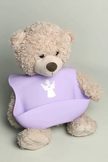 Haklapp i lila: Ängel, en produkt från Nya Musik som utvecklar och engagerar människor i alla åldrar.