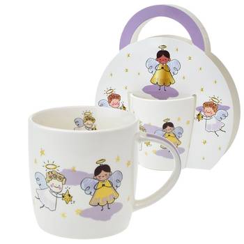 Mugg med änglar, en produkt från Nya Musik som utvecklar och engagerar människor i alla åldrar.