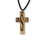 Halsband – Kors - Jesus - Olivträ, en produkt från Nya Musik som utvecklar och engagerar människor i alla åldrar.