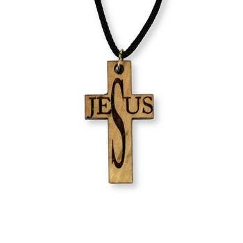 Halsband – Kors - Jesus - Olivträ, en produkt från Nya Musik som utvecklar och engagerar människor i alla åldrar.