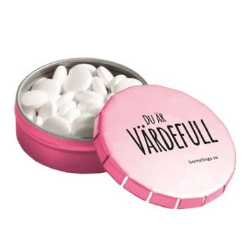 Mintpastiller - Plåtask - Du är värdefull - Rosa, en produkt från Nya Musik som utvecklar och engagerar människor i alla åldrar.