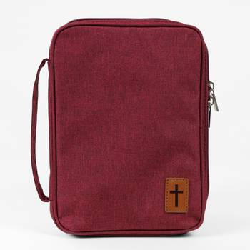 Bibelfodral - Medium - Slimline - Vinröd - Brunt kors, en produkt från Nya Musik som utvecklar och engagerar människor i alla åldrar.